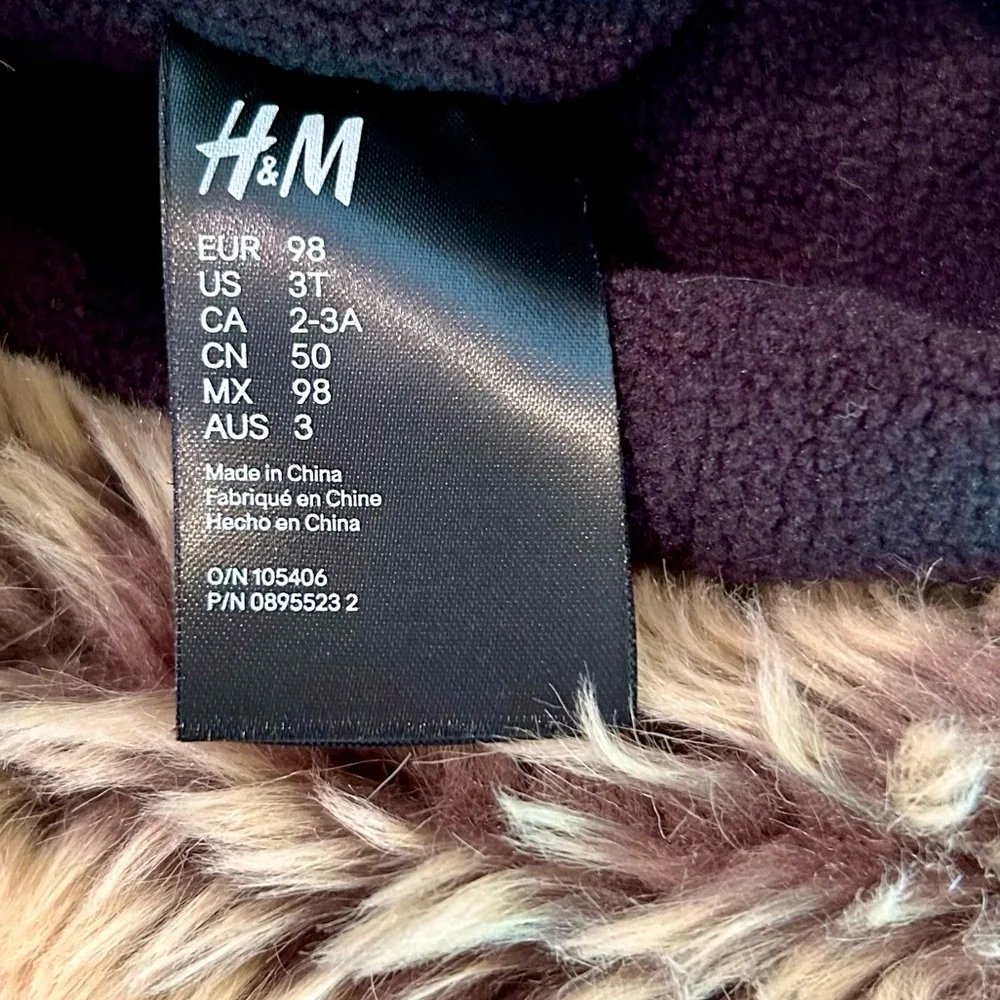 H&M 3T Black Faux Fur Fleece Winter Trapper Hat & Black 3M Thinsulate Mittens